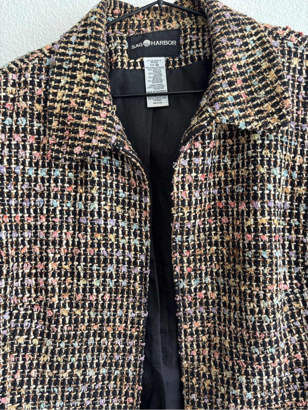 Sag Harbor Black Multi-Color Tweed Women's Jacket